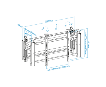 SOPORTE VIDEO WALL PARED 45''-70'' NEGRO TOOQ