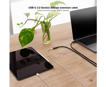 CABLE USB-C 3.2 GEN2x2 20Gbps 3A 4K USB-C/M USB-C/H 0.5 M NEGRO NANOCABLE