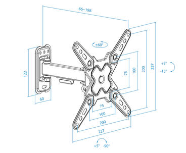 SOPORTE PARED 13"-43" GIRO/INCLINABLE LP1343TN-B TOOQ