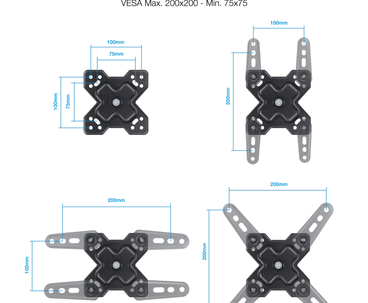 SOPORTE PARED 13"-43" GIRO/INCLINABLE LP1345TN-B TOOQ