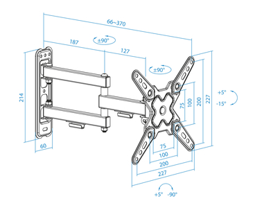 SOPORTE PARED 13"-43" GIRO/INCLINABLE LP1345TN-B TOOQ